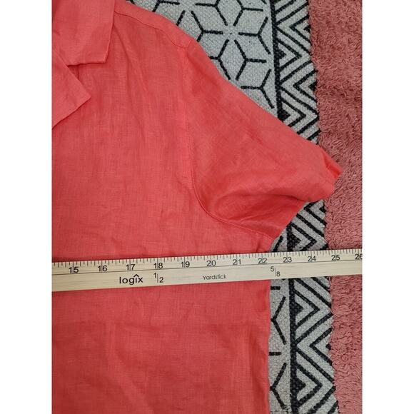 Joie 100% Linen Button Up Crop Short Sleeve in Coral, sz XL - Picture 8 of 9
